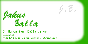 jakus balla business card